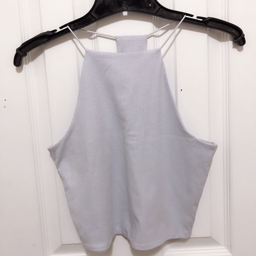 Baby blue rib crop top